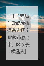 “85后”郑皓元拟提名为辽宁地级市县（市、区）长候选人