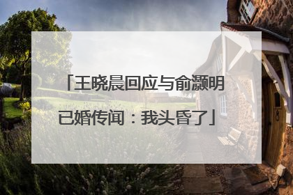 王晓晨回应与俞灏明已婚传闻：我头昏了