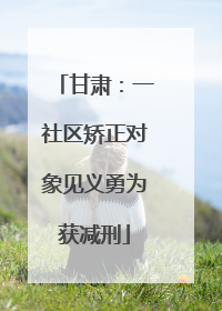 甘肃：一社区矫正对象见义勇为获减刑