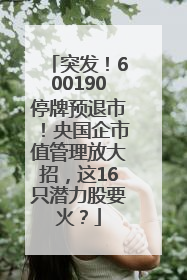 突发！600190停牌预退市！央国企市值管理放大招，这16只潜力股要火？