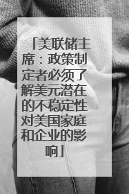 美联储主席：政策制定者必须了解美元潜在的不稳定性对美国家庭和企业的影响