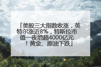 美股三大指数收涨，英特尔涨近8%，特斯拉市值一夜增超4000亿元！黄金、原油下跌