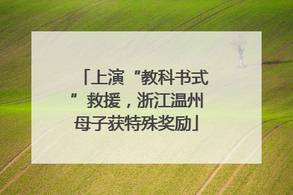 上演“教科书式”救援，浙江温州母子获特殊奖励