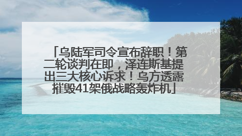 乌陆军司令宣布辞职！第二轮谈判在即，泽连斯基提出三大核心诉求！乌方透露摧毁41架俄战略轰炸机