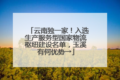 云南独一家！入选生产服务型国家物流枢纽建设名单，玉溪有何优势→