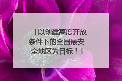 以创建高度开放条件下的全国最安全地区为目标！