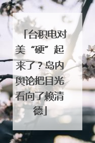 台积电对美“硬”起来了？岛内舆论把目光看向了赖清德