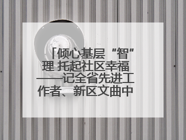 倾心基层“智”理 托起社区幸福——记全省先进工作者、新区文曲中心社区党委书记董世弘