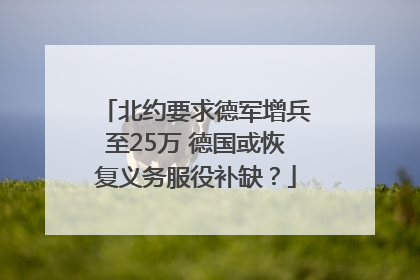 北约要求德军增兵至25万 德国或恢复义务服役补缺？