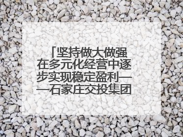 坚持做大做强 在多元化经营中逐步实现稳定盈利——石家庄交投集团做优做强典型报道之三