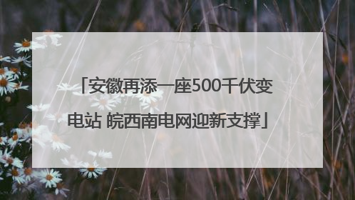 安徽再添一座500千伏变电站 皖西南电网迎新支撑