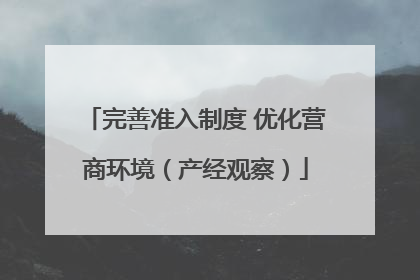 完善准入制度 优化营商环境（产经观察）