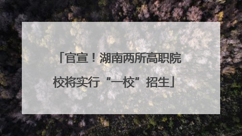 官宣！湖南两所高职院校将实行“一校”招生
