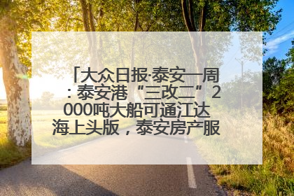 大众日报·泰安一周：泰安港“三改二”2000吨大船可通江达海上头版，泰安房产服务改革经验全省推广