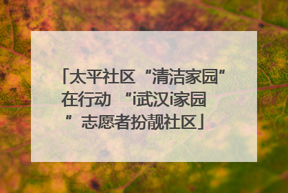 太平社区“清洁家园”在行动 “i武汉i家园”志愿者扮靓社区