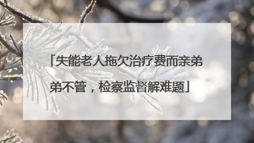 失能老人拖欠治疗费而亲弟弟不管，检察监督解难题