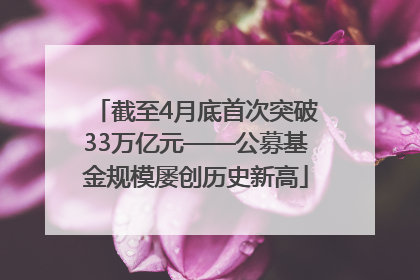 截至4月底首次突破33万亿元——公募基金规模屡创历史新高