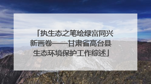 执生态之笔绘绿富同兴新画卷——甘肃省高台县生态环境保护工作综述
