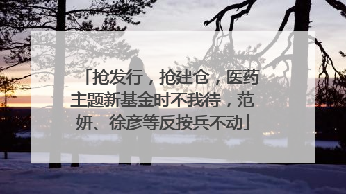 抢发行，抢建仓，医药主题新基金时不我待，范妍、徐彦等反按兵不动