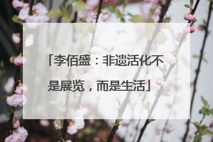 李佰盛：非遗活化不是展览，而是生活