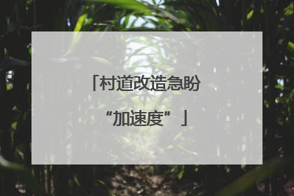 村道改造急盼“加速度”