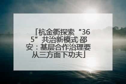 杭金衢探索“365”共治新模式 邵安：基层合作治理要从三方面下功夫