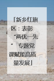 新乡红旗区：表彰 “两优一先” 专题党课赋能高质量发展