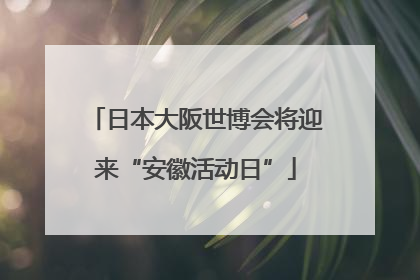 日本大阪世博会将迎来“安徽活动日”