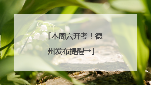 本周六开考！德州发布提醒→