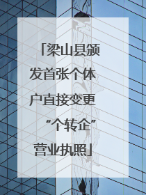 梁山县颁发首张个体户直接变更“个转企”营业执照