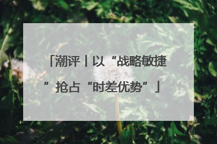 潮评丨以“战略敏捷”抢占“时差优势”