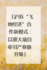 沪苏“飞地经济”合作新模式：以重大项目牵引产业链升级
