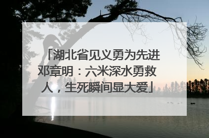 湖北省见义勇为先进邓章明：六米深水勇救人，生死瞬间显大爱