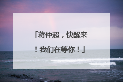 蒋仲超，快醒来！我们在等你！