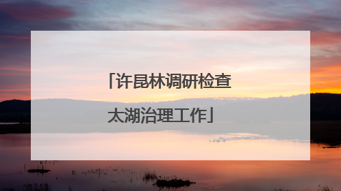 许昆林调研检查太湖治理工作