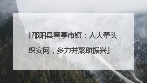 邵阳县黄亭市镇：人大牵头织安网，多力并聚助振兴