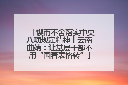 锲而不舍落实中央八项规定精神丨云南曲靖：让基层干部不用“围着表格转”