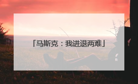 马斯克：我进退两难