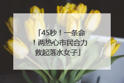 45秒！一条命！两热心市民合力救起落水女子
