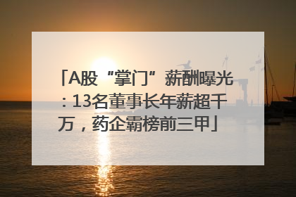 A股“掌门”薪酬曝光：13名董事长年薪超千万，药企霸榜前三甲
