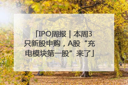 IPO周报｜本周3只新股申购，A股“充电模块第一股”来了